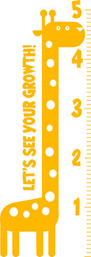 Nursery Vinyl Wall Art Decal - Let’s See Your Growth Chart Zoo Giraffe - 62.5" x 22" - Safari Animal Wall Art Sticker Decals - Unisex Kids Room Play Area Daycare Wall Decor (62.5" x 22"; Yellow) Yellow 62.5" x 22" 4