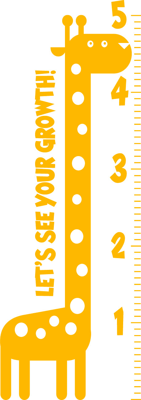 Nursery Vinyl Wall Art Decal - Let’s See Your Growth Chart Zoo Giraffe - 62.5" x 22" - Safari Animal Wall Art Sticker Decals - Unisex Kids Room Play Area Daycare Wall Decor (62.5" x 22"; Yellow) Yellow 62.5" x 22" 4