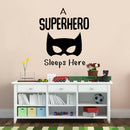 Baby Nursery Vinyl Art Wall Decal - A Superhero Sleeps Here - 26" x 23" - Inspirational Motivational Quote Wall Art Decor - Removable Wall Decals for Kids Childrens Toddlers Bedroom Playroom Black 26" x 23"