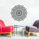 Vinyl Wall Art Decal - Mandala Figure - Adhesive Vinyl Sticker Decals - Home Apartment Workplace Decor - Yoga Studio Namaste Meditation Mandala Bohemian Flower (23" x 23"; Blue)