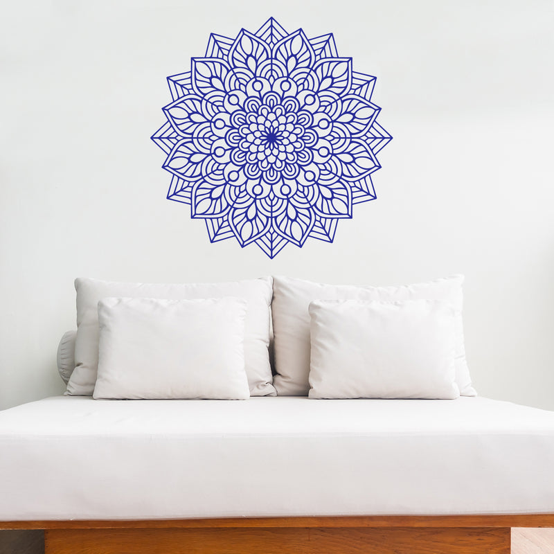 Vinyl Wall Art Decal - Mandala Figure - Adhesive Vinyl Sticker Decals - Home Apartment Workplace Decor - Yoga Studio Namaste Meditation Mandala Bohemian Flower (23" x 23"; Blue)   5