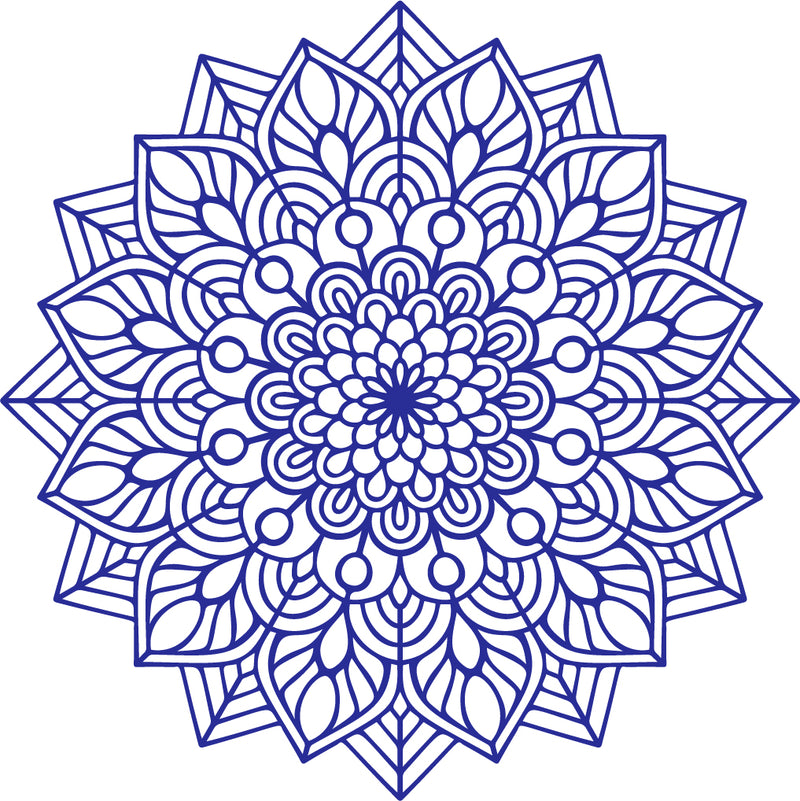 Vinyl Wall Art Decal - Mandala Figure - 23" x 23" - Adhesive Vinyl Sticker Decals - Home Apartment Workplace Decor - Yoga Studio Namaste Meditation Mandala Bohemian Flower (23" x 23"; Blue) Blue 23" x 23" 4