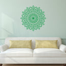 Vinyl Wall Art Decal - Mandala Figure - 23" x 23" - Adhesive Vinyl Sticker Decals - Home Apartment Workplace Decor - Yoga Studio Namaste Meditation Mandala Bohemian Flower (23" x 23"; Green) Green 23" x 23" 2