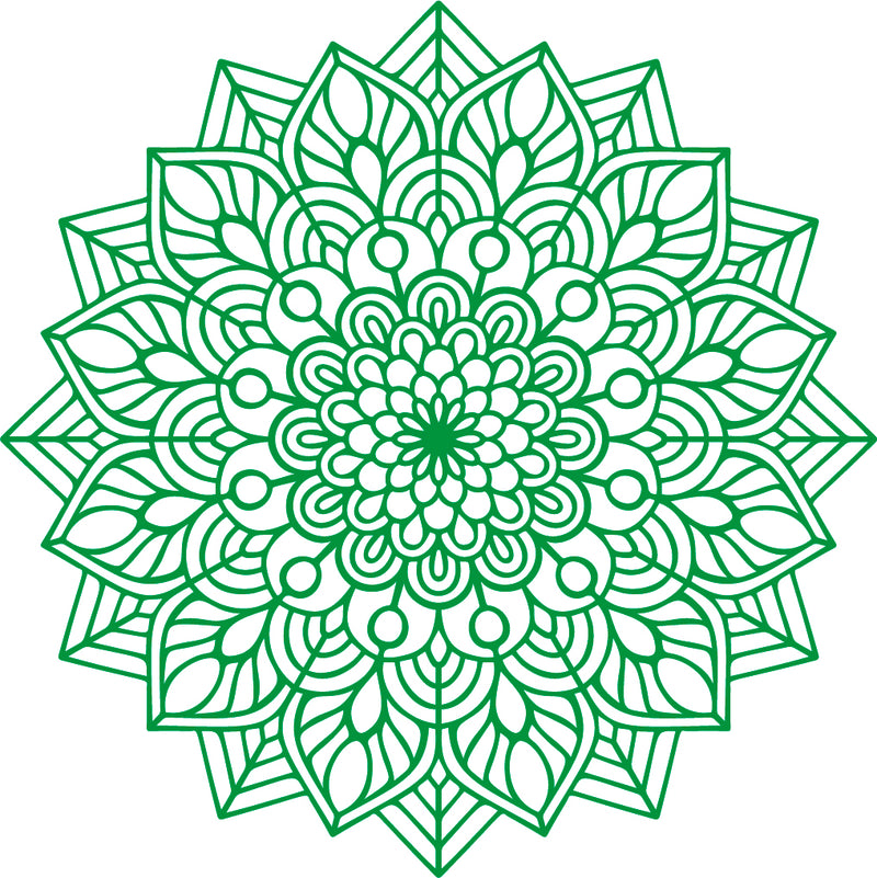 Vinyl Wall Art Decal - Mandala Figure - 23" x 23" - Adhesive Vinyl Sticker Decals - Home Apartment Workplace Decor - Yoga Studio Namaste Meditation Mandala Bohemian Flower (23" x 23"; Green) Green 23" x 23" 4