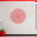 Vinyl Wall Art Decal - Mandala Figure - 23" x 23" - Adhesive Vinyl Sticker Decals - Home Apartment Workplace Decor - Yoga Studio Namaste Meditation Mandala Bohemian Flower (23" x 23"; Red) Red 23" x 23"