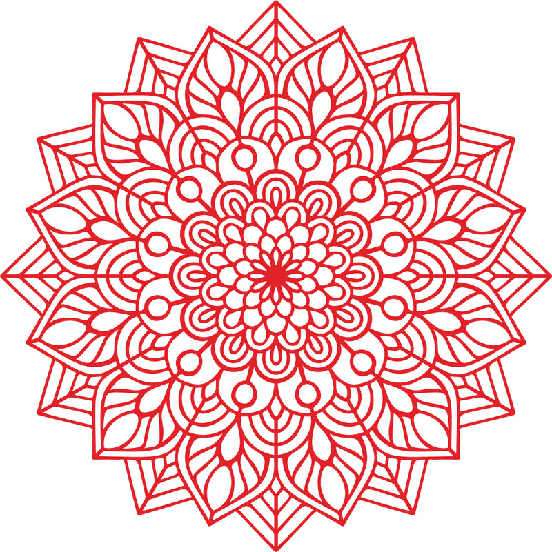 Vinyl Wall Art Decal - Mandala Figure - 23" x 23" - Adhesive Vinyl Sticker Decals - Home Apartment Workplace Decor - Yoga Studio Namaste Meditation Mandala Bohemian Flower (23" x 23"; Red) Red 23" x 23" 4