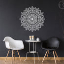 Vinyl Wall Art Decal - Mandala Figure - 23" x 23" - Adhesive Vinyl Sticker Decals - Home Apartment Workplace Decor - Yoga Studio Namaste Meditation Mandala Bohemian Flower (23" x 23"; White) White 23" x 23"