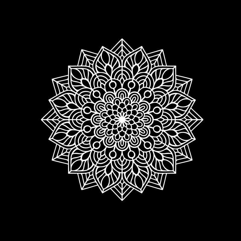 Vinyl Wall Art Decal - Mandala Figure - 23" x 23" - Adhesive Vinyl Sticker Decals - Home Apartment Workplace Decor - Yoga Studio Namaste Meditation Mandala Bohemian Flower (23" x 23"; White) White 23" x 23" 4