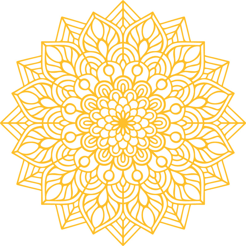 Vinyl Wall Art Decal - Mandala Figure - 23" x 23" - Adhesive Vinyl Sticker Decals - Home Apartment Workplace Decor - Yoga Studio Namaste Meditation Mandala Bohemian Flower (23" x 23"; Yellow) Yellow 23" x 23" 4
