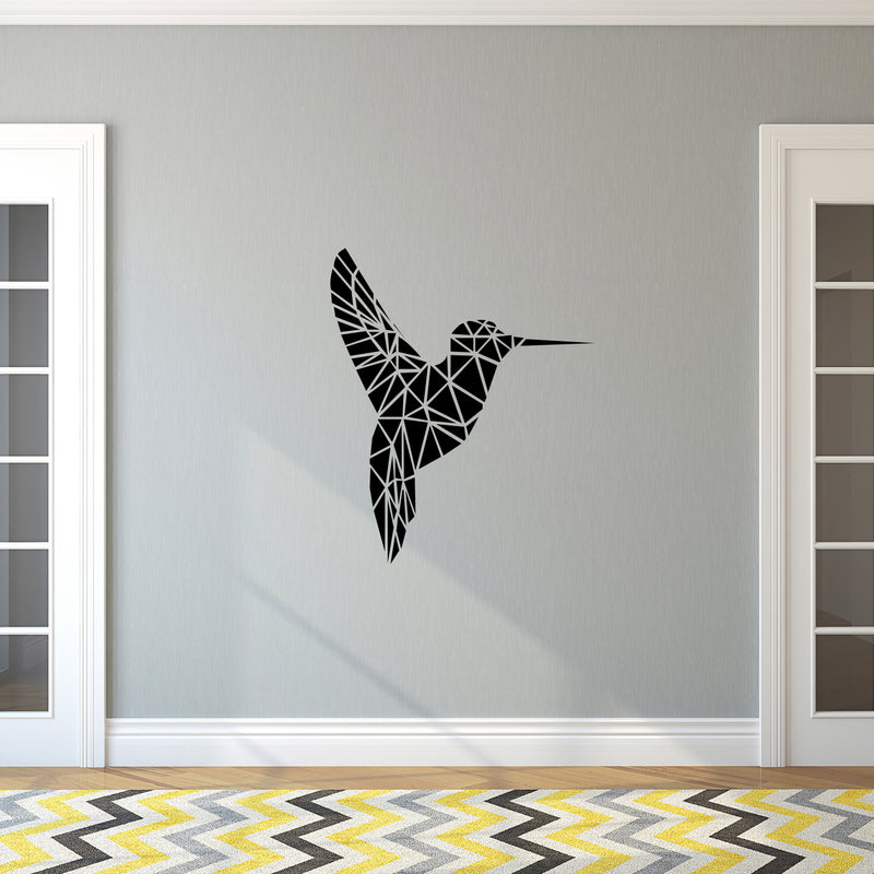 Vinyl Wall Art Decal - Geometric Hummingbird Outline - 28" x 23" - Beautiful Exotic Bird Wall Art Sticker Decals - Home Decor Living Room Bedroom (28" x 23"; Black) Black 28" x 23" 2
