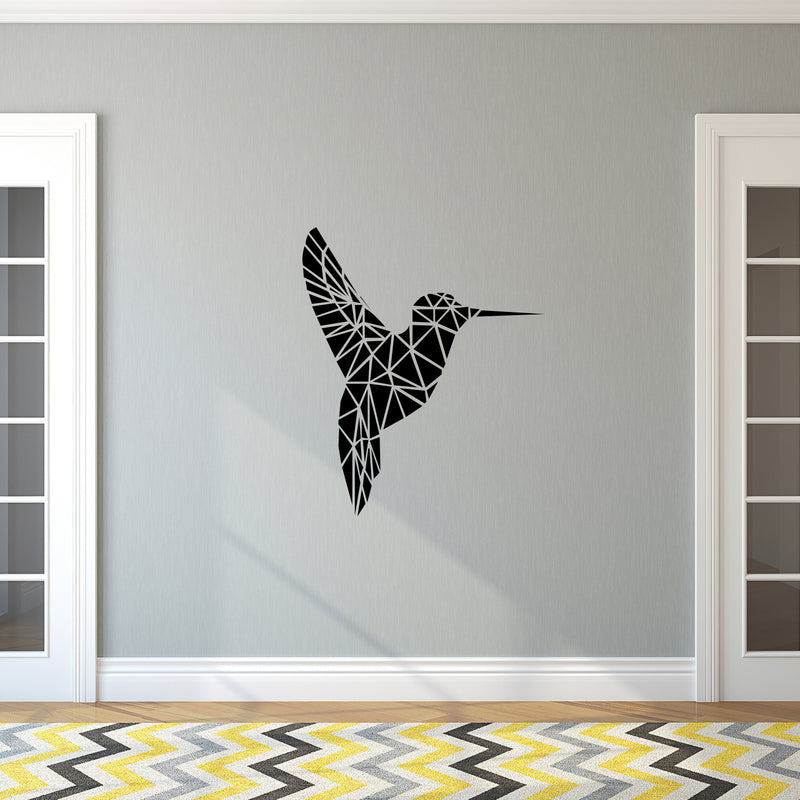 Vinyl Wall Art Decal - Geometric Hummingbird Outline - Beautiful Exotic Bird Wall Art Sticker Decals - Home Decor Living Room Bedroom (28" x 23"; Blue)   2