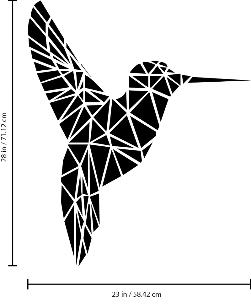 Vinyl Wall Art Decal - Geometric Hummingbird Outline - 28" x 23" - Beautiful Exotic Bird Wall Art Sticker Decals - Home Decor Living Room Bedroom (28" x 23"; Black) Black 28" x 23" 3