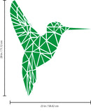 Vinyl Wall Art Decal - Geometric Hummingbird Outline - 28" x 23" - Beautiful Exotic Bird Wall Art Sticker Decals - Home Decor Living Room Bedroom (28" x 23"; Green) Green 28" x 23" 3