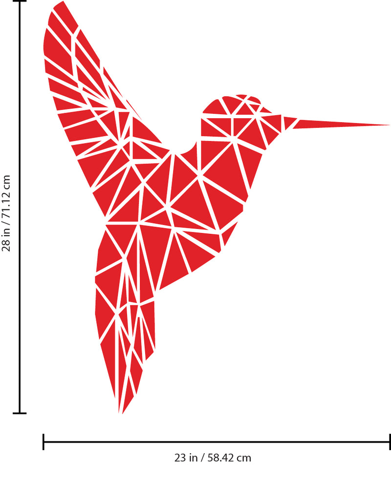 Vinyl Wall Art Decal - Geometric Hummingbird Outline - 28" x 23" - Beautiful Exotic Bird Wall Art Sticker Decals - Home Decor Living Room Bedroom (28" x 23"; Red) Red 28" x 23" 3