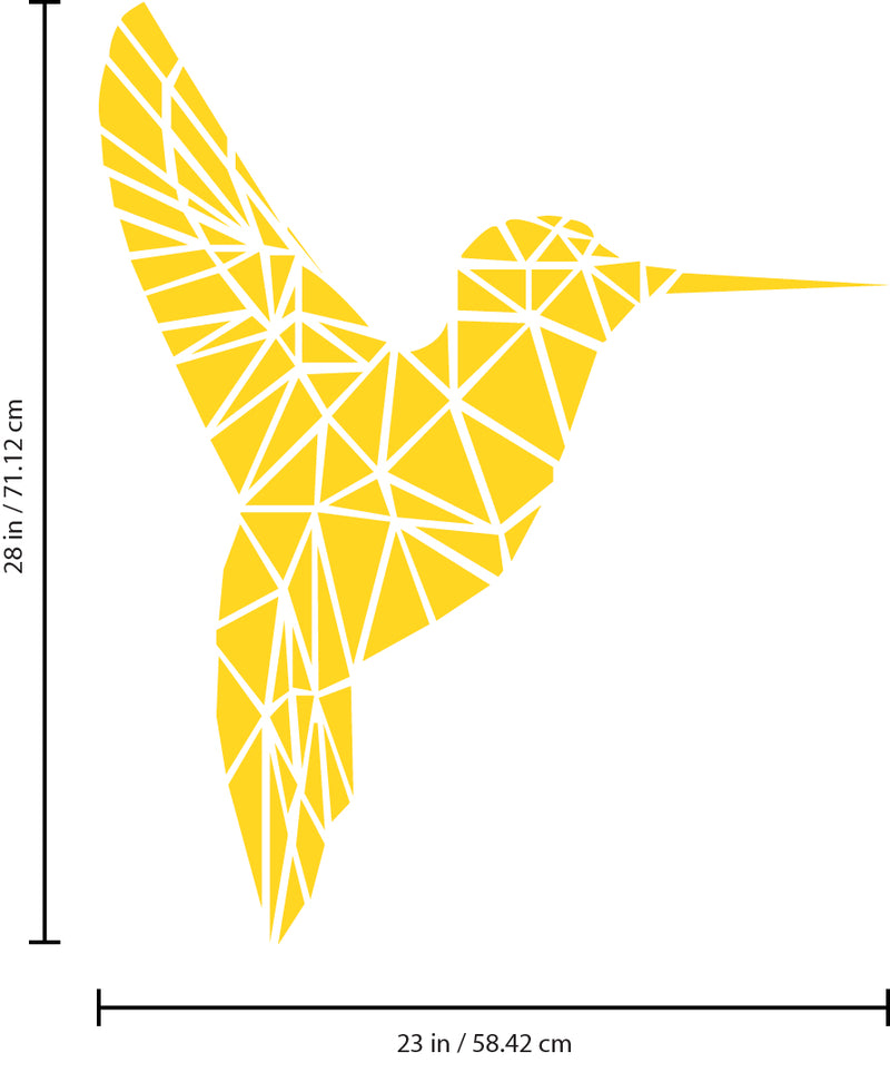 Vinyl Wall Art Decal - Geometric Hummingbird Outline - 28" x 23" - Beautiful Exotic Bird Wall Art Sticker Decals - Home Decor Living Room Bedroom (28" x 23"; Yellow) Yellow 28" x 23" 3