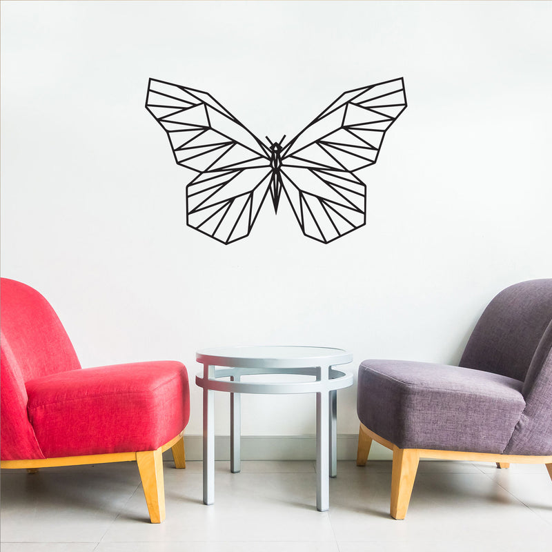 Vinyl Wall Art Decal - Geometric Butterfly Outline - 23" x 36" - Home Decor Sticker Decals - Living Room Bedroom Nursery Playroom (23" x 36"; Black) Black 23" x 36" 3