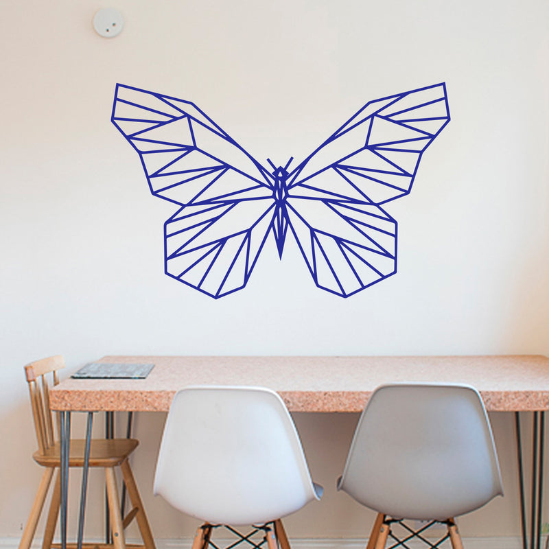 Vinyl Wall Art Decal - Geometric Butterfly Outline - 23" x 36" - Home Decor Sticker Decals - Living Room Bedroom Nursery Playroom (23" x 36"; Blue) Blue 23" x 36" 2