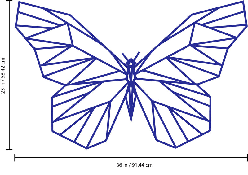 Vinyl Wall Art Decal - Geometric Butterfly Outline - 23" x 36" - Home Decor Sticker Decals - Living Room Bedroom Nursery Playroom (23" x 36"; Blue) Blue 23" x 36" 3