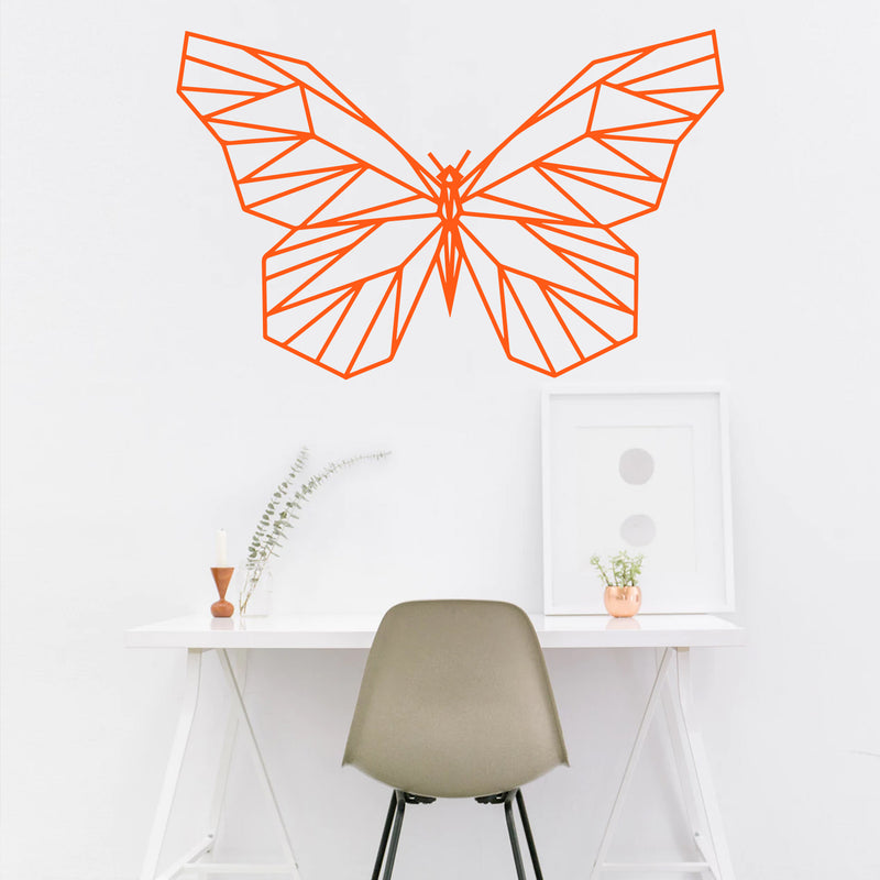 Vinyl Wall Art Decal - Geometric Butterfly Outline - 23" x 36" - Home Decor Sticker Decals - Living Room Bedroom Nursery Playroom (23" x 36"; Orange) Orange 23" x 36"