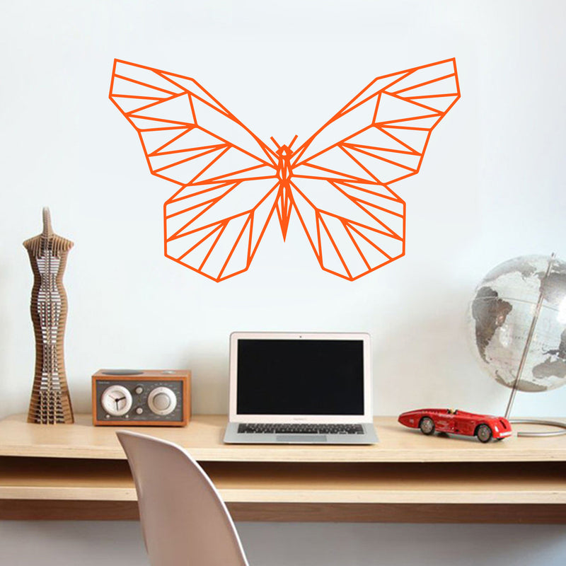 Vinyl Wall Art Decal - Geometric Butterfly Outline - 23" x 36" - Home Decor Sticker Decals - Living Room Bedroom Nursery Playroom (23" x 36"; Orange) Orange 23" x 36" 2