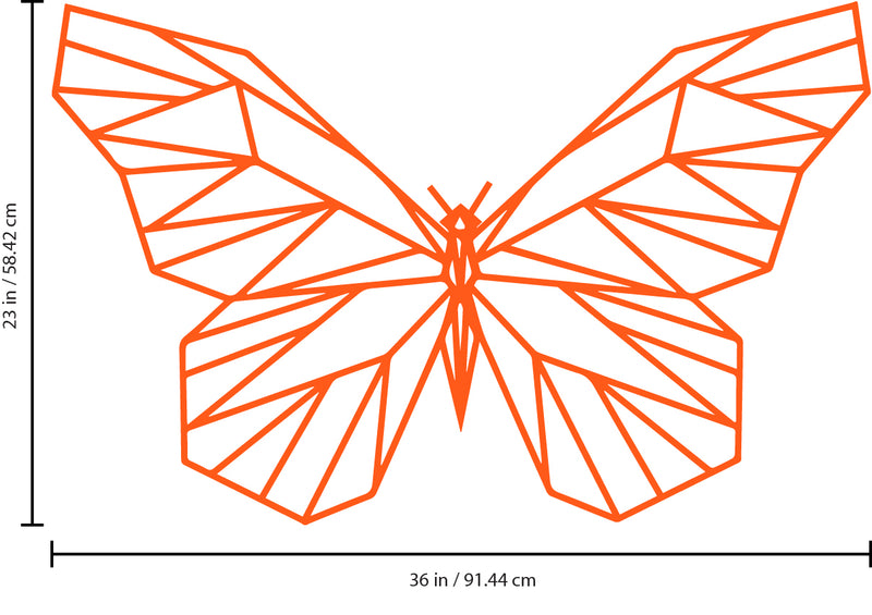 Vinyl Wall Art Decal - Geometric Butterfly Outline - 23" x 36" - Home Decor Sticker Decals - Living Room Bedroom Nursery Playroom (23" x 36"; Orange) Orange 23" x 36" 3