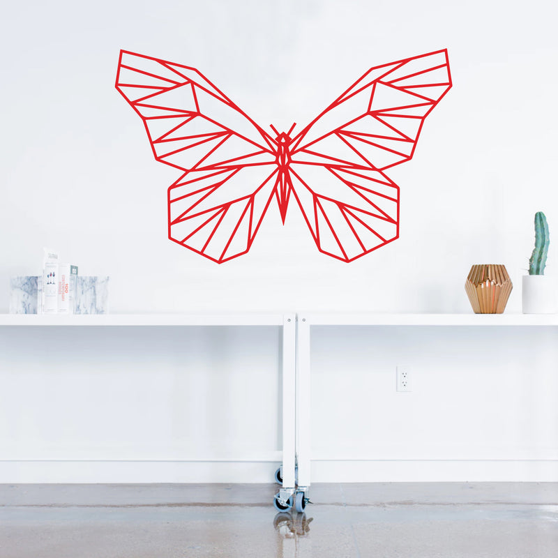 Vinyl Wall Art Decal - Geometric Butterfly Outline - 23" x 36" - Home Decor Sticker Decals - Living Room Bedroom Nursery Playroom (23" x 36"; Red) Red 23" x 36"