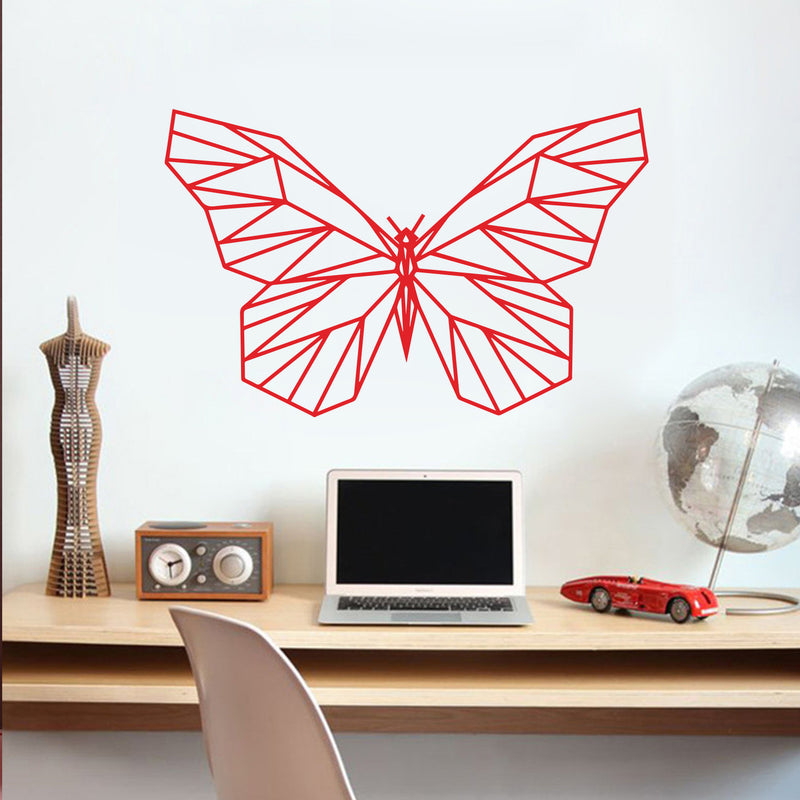 Vinyl Wall Art Decal - Geometric Butterfly Outline - 23" x 36" - Home Decor Sticker Decals - Living Room Bedroom Nursery Playroom (23" x 36"; Red) Red 23" x 36" 2