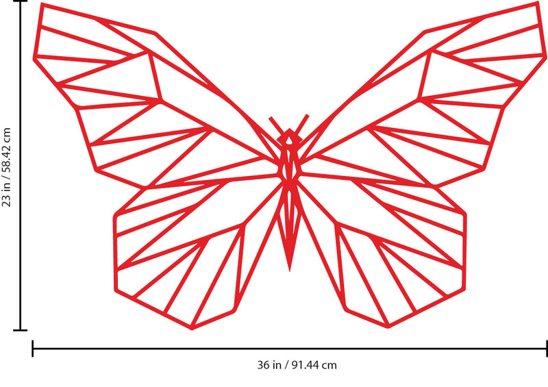 Vinyl Wall Art Decal - Geometric Butterfly Outline - 23" x 36" - Home Decor Sticker Decals - Living Room Bedroom Nursery Playroom (23" x 36"; Red) Red 23" x 36" 3
