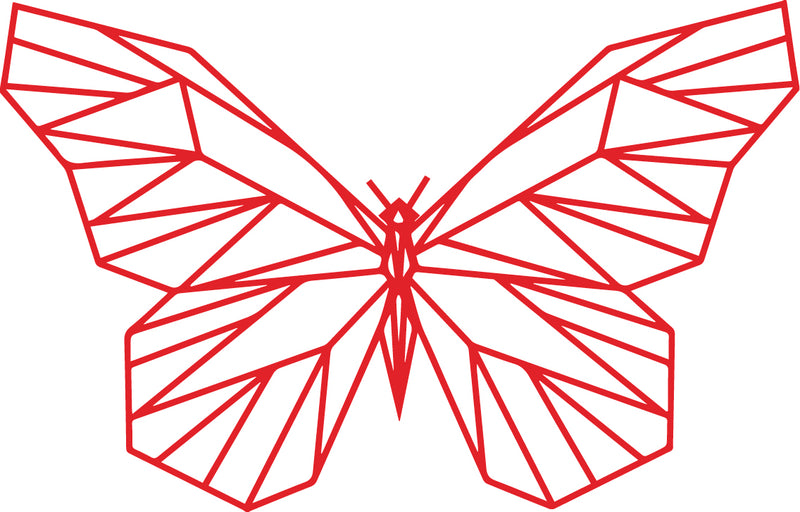 Vinyl Wall Art Decal - Geometric Butterfly Outline - 23" x 36" - Home Decor Sticker Decals - Living Room Bedroom Nursery Playroom (23" x 36"; Red) Red 23" x 36" 4