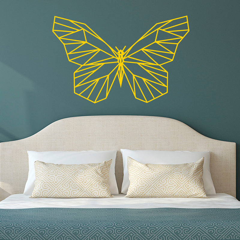 Vinyl Wall Art Decal - Geometric Butterfly Outline - 23" x 36" - Home Decor Sticker Decals - Living Room Bedroom Nursery Playroom (23" x 36"; Yellow) Yellow 23" x 36"