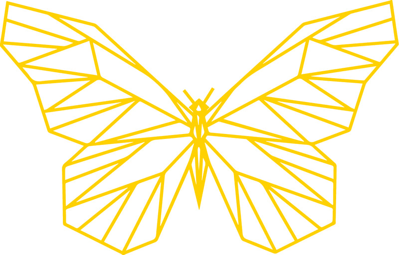 Vinyl Wall Art Decal - Geometric Butterfly Outline - 23" x 36" - Home Decor Sticker Decals - Living Room Bedroom Nursery Playroom (23" x 36"; Yellow) Yellow 23" x 36" 4