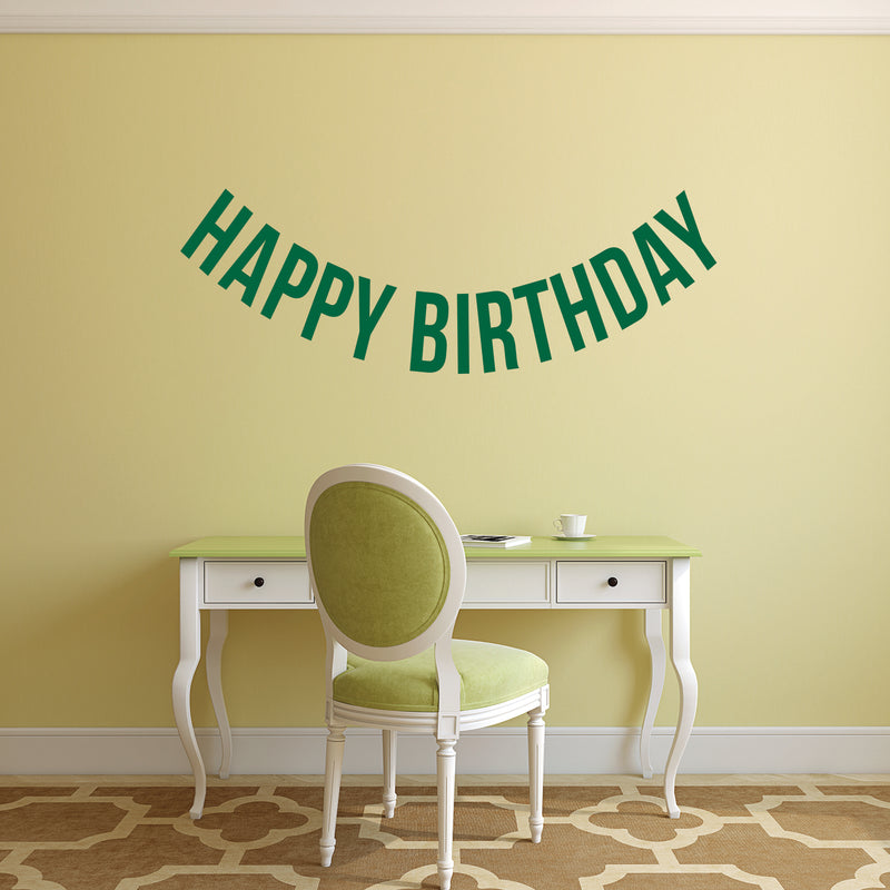 Vinyl Wall Art Decals - Happy Birthday - 16" x 45" - Best Wishes Celebrate Home Work Place Stencil Adhesives - Fun Happy Decal for Office Living Room Bedroom Dorm Room Decor (16" x 45"; Green Text) Green 16" x 45"