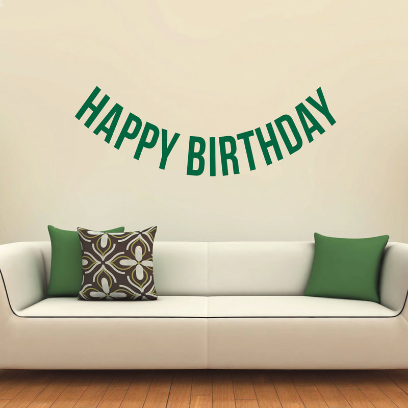 Vinyl Wall Art Decals - Happy Birthday - 16" x 45" - Best Wishes Celebrate Home Work Place Stencil Adhesives - Fun Happy Decal for Office Living Room Bedroom Dorm Room Decor (16" x 45"; Green Text) Green 16" x 45" 2