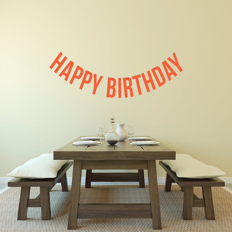 Vinyl Wall Art Decals - Happy Birthday - 16" x 45" - Best Wishes Celebrate Home Work Place Stencil Adhesives - Fun Happy Decal for Office Living Room Bedroom Dorm Room Decor (16" x 45"; Orange Text) Orange 16" x 45"