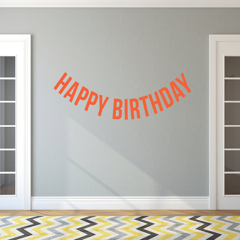 Vinyl Wall Art Decals - Happy Birthday - 16" x 45" - Best Wishes Celebrate Home Work Place Stencil Adhesives - Fun Happy Decal for Office Living Room Bedroom Dorm Room Decor (16" x 45"; Orange Text) Orange 16" x 45" 2