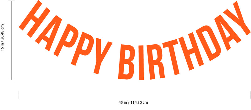 Vinyl Wall Art Decals - Happy Birthday - 16" x 45" - Best Wishes Celebrate Home Work Place Stencil Adhesives - Fun Happy Decal for Office Living Room Bedroom Dorm Room Decor (16" x 45"; Orange Text) Orange 16" x 45" 3