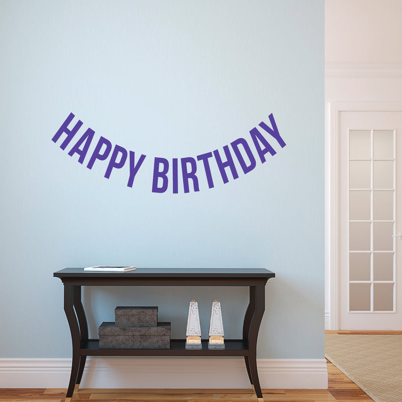 Vinyl Wall Art Decals - Happy Birthday - 16" x 45" - Best Wishes Celebrate Home Work Place Stencil Adhesives - Fun Happy Decal for Office Living Room Bedroom Dorm Room Decor (16" x 45"; Purple Text) Purple 16" x 45" 2