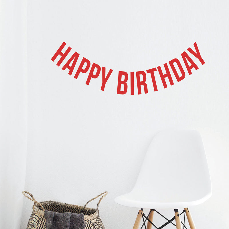 Vinyl Wall Art Decals - Happy Birthday - 16" x 45" - Best Wishes Celebrate Home Work Place Stencil Adhesives - Fun Happy Decal for Office Living Room Bedroom Dorm Room Decor (16" x 45"; Red Text) Red 16" x 45" 2
