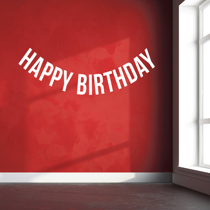 Vinyl Wall Art Decals - Happy Birthday - 16" x 45" - Best Wishes Celebrate Home Work Place Stencil Adhesives - Fun Happy Decal for Office Living Room Bedroom Dorm Room Decor (16" x 45"; White Text) White 16" x 45" 3