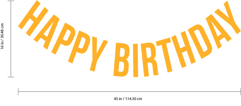 Vinyl Wall Art Decals - Happy Birthday - 16" x 45" - Best Wishes Celebrate Home Work Place Stencil Adhesives - Fun Happy Decal for Office Living Room Bedroom Dorm Room Decor (16" x 45"; Yellow Text) Yellow 16" x 45" 3
