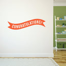 Vinyl Wall Art Decals - Congratulations! Banner - 13" x 45" - Best Wishes Celebrate Home Work Place Stencil Adhesives - Fun Happy Decal for Office Living Room Bedroom Dorm Room (13" x 45"; Orange) Orange 13" x 45" 2