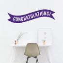 Vinyl Wall Art Decals - Congratulations! Banner - 13" x 45" - Best Wishes Celebrate Home Work Place Stencil Adhesives - Fun Happy Decal for Office Living Room Bedroom Dorm Room (13" x 45"; Purple) Purple 13" x 45" 2