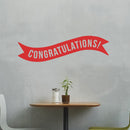 Vinyl Wall Art Decals - Congratulations! Banner - 13" x 45" - Best Wishes Celebrate Home Work Place Stencil Adhesives - Fun Happy Decal for Office Living Room Bedroom Dorm Room (13" x 45"; Red) Red 13" x 45" 2