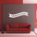 Vinyl Wall Art Decals - Congratulations! Banner - 13" x 45" - Best Wishes Celebrate Home Work Place Stencil Adhesives - Fun Happy Decal for Office Living Room Bedroom Dorm Room (13" x 45"; White) White 13" x 45"