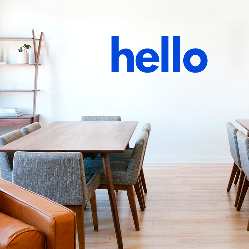 Vinyl Art Wall Decals - Hello Greeting - 60" x 23" - Decorative Door Mural - Removable Wall Sticker Decal for Home Decor - Business Office - Bedroom Living Room Vinyl Stencil Adhesive Blue 60" x 23" 2