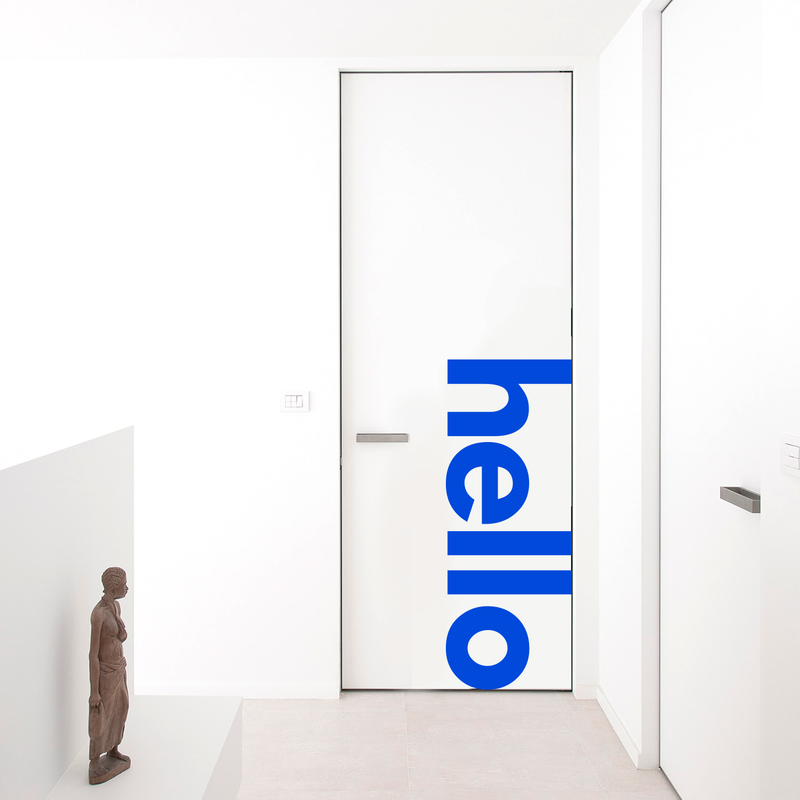 Vinyl Art Wall Decals - Hello Greeting - 60" x 23" - Decorative Door Mural - Removable Wall Sticker Decal for Home Decor - Business Office - Bedroom Living Room Vinyl Stencil Adhesive Blue 60" x 23" 3