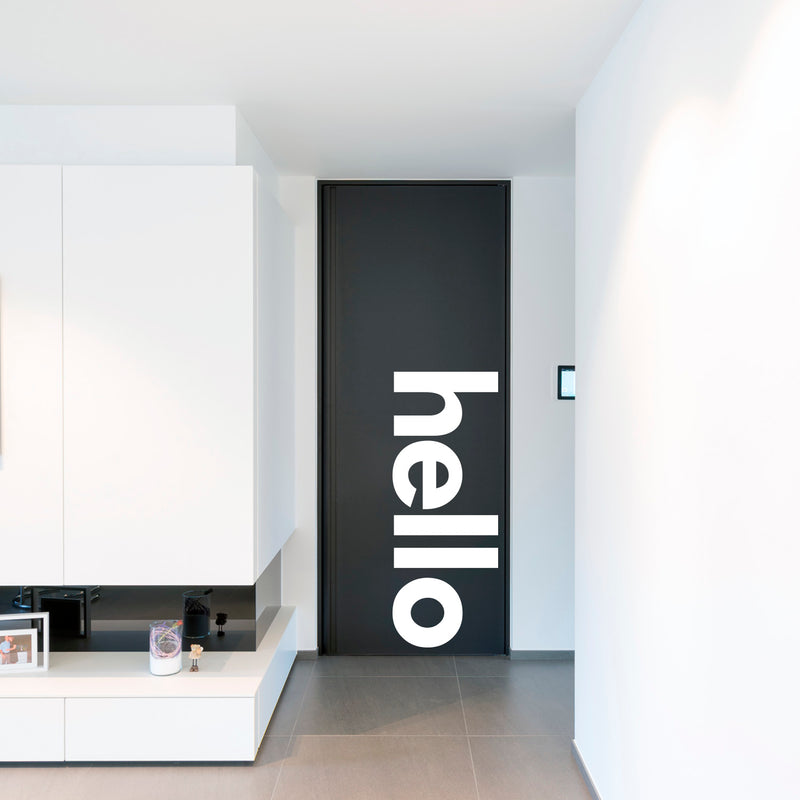 Vinyl Art Wall Decals - Hello Greeting - 60" x 23" Decorative Door Mural - Removable Wall Sticker Decal for Home Decor - Business Office - Bedroom Living Room Vinyl Stencil Adhesive (60" X 23"; WHITE) White 60" x 23"