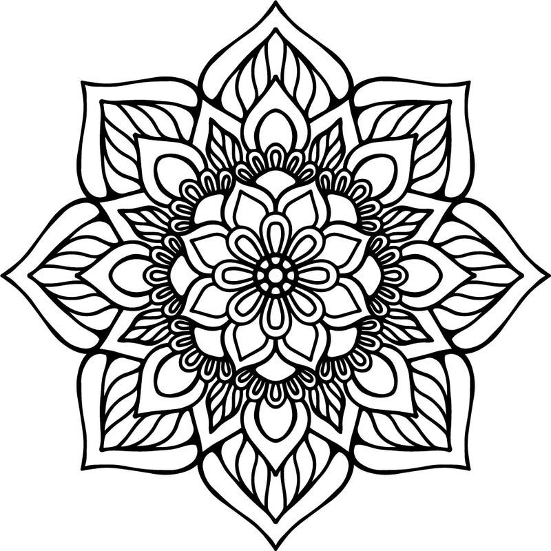 Vinyl Wall Art Decal - Flower Mandala - 23" x 23" - Adhesive Vinyl Sticker Decals - Home Apartment Workplace Decor - Yoga Studio Namaste Meditation Mandala Bohemian Flower (23" x 23"; Black) Black 23" x 23" 4