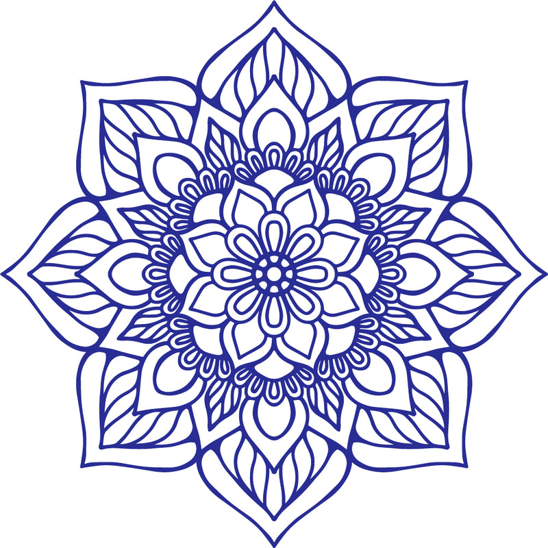 Vinyl Wall Art Decal - Flower Mandala - 23" x 23" - Adhesive Vinyl Sticker Decals - Home Apartment Workplace Decor - Yoga Studio Namaste Meditation Mandala Bohemian Flower (23" x 23"; Blue) Blue 23" x 23" 4