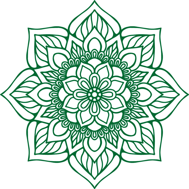 Vinyl Wall Art Decal - Flower Mandala - 23" x 23" - Adhesive Vinyl Sticker Decals - Home Apartment Workplace Decor - Yoga Studio Namaste Meditation Mandala Bohemian Flower (23" x 23"; Green) Green 23" x 23" 4